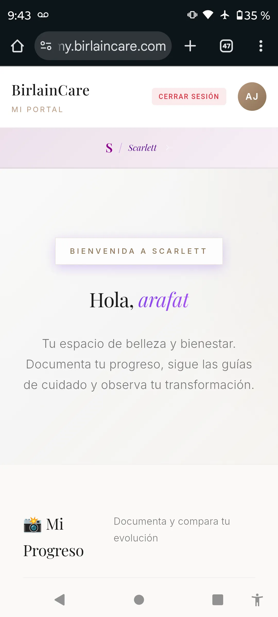 Sección Scarlett belleza y bienestar